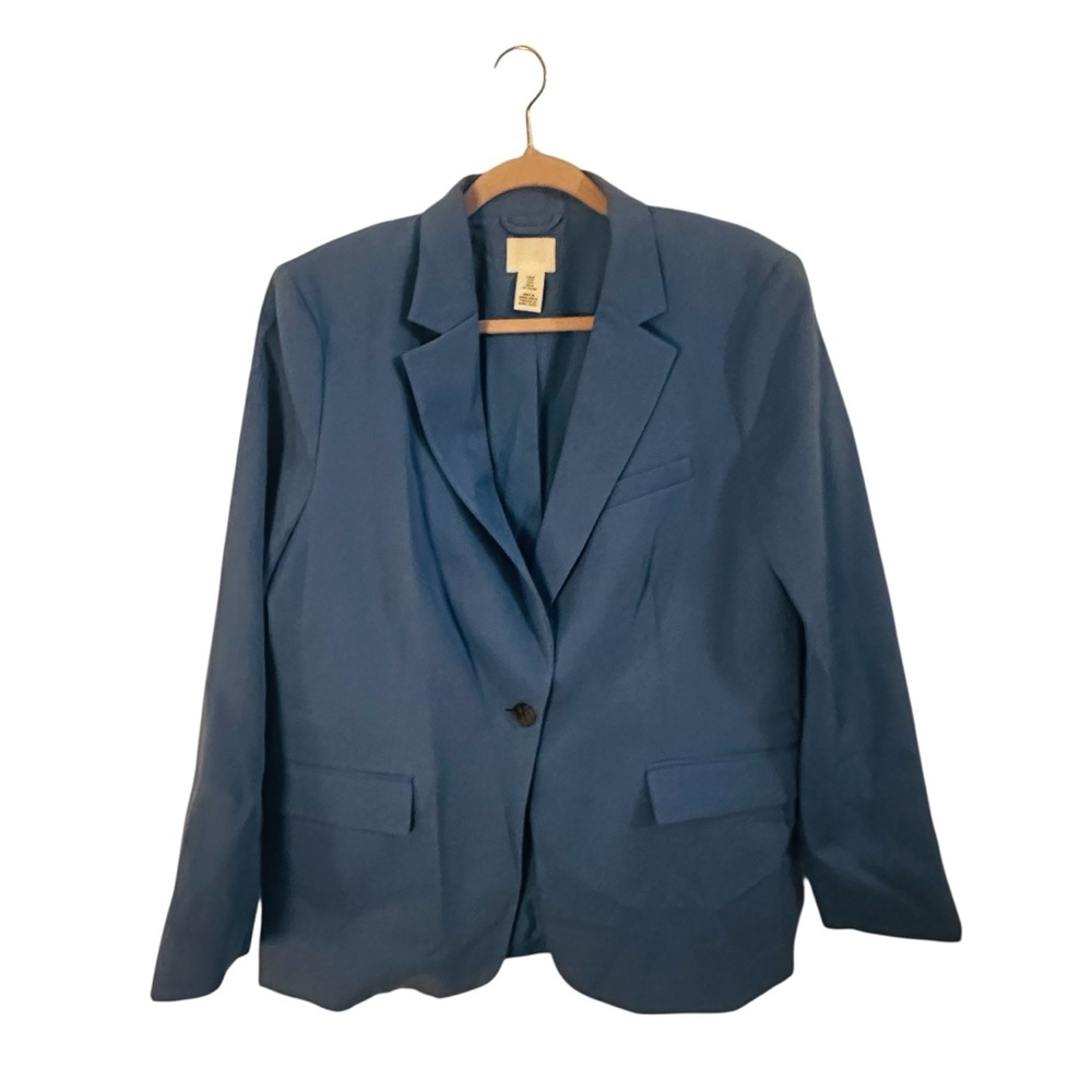 H&M One-Button Blazer Blue Women's Size Medium